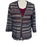 Alfred Dunner Petite Small PS Top Button-Up Layered 3/4 Sleeve Stretch Crochet Photo 2