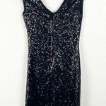 Christina Wu Black Sequin V-Neck Sleeveless Hidden Back Zipper Dress, Size 2 Photo 0