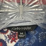 John Mark Button Up Tunic Striped Paisley Red White Blue Boho Women's Medium Photo 2