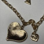 Guess Gold cheetah heart necklace rhinestone chain hearts adjustable  Photo 4