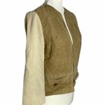 Buttons Vintage 60s Suede Wool Open Front Jacket S Brown Knit Pockets  Lined Photo 3