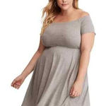Torrid Skater Dress 1X Gray Off Shoulder Flowy A-Line Jersey Stretch Knit New Photo 0