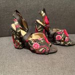 Topshop | Floral Embroidered Floral Women's Heels Pink Gray Tie Up Size 36 Photo 3
