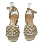 Paloma Barcelo Woven Espadrille Sandals Size 37 Gold Leather Block Heel Spain Tan Photo 2