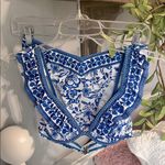 Ruffle Floral Blue White Bikini Top Bottoms Set Size undefined Photo 1
