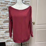 Poof New York WOMEN slouchy sweatshirt of the shoulder Sz L Photo 2