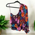 Lush Clothing Lush Purple Floral One Shoulder Blouse Large Photo 1