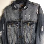 POL Vtg distressed dark wash denim button up jacket 100% cotton fall winter Photo 1