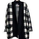 VICI  Women’s Black White Long Sleeves Cable Knit‎ Open Front Coat Medium Large Photo 0