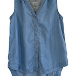 Holding Horses  Chambray Tunic Top Womens Size 2 Small Sleeveless‎ Crochet Back Photo 0