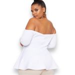 Pretty Little Thing PRETTY LITTLE‎ THING Women's Plus Size White Bardot Peplum Top Size 14 | NWT Photo 1