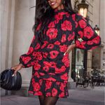 VICI Silk Night Ruched Floral Mini Dress - Chic Red Floral Dress Photo 0