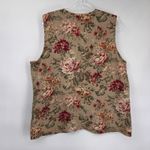 Orvis Vest Womens XL Tan Cotton Linen Romantic Floral Print Pockets Photo 8