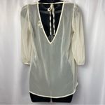 Altar'd State Cream Ivory Sheer Floral Lace Top Scoop Neck Size Medium V Back Photo 3