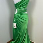 Mac Duggal Spring Green Cut Out One Shoulder Satin Gown Size 4 $498 68485 Photo 9