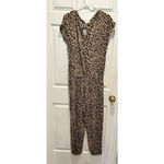 Anrabess Jumpsuit Sleeveless Animal‎ Print Stretch Pockets Drawstring Large NWT Black Photo 5