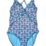 Bleu Rod Beattie St. Tropez Printed Plunge Halter One-Piece Swimsuit 8 Photo 1