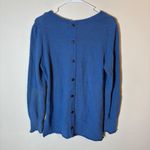 Soft Surroundings Soft Surroundings Blue Reversible Button-Back Cotton Sweater Size Medium Photo 4