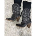 Volatile Women Black Leather Western Cowboy Boots Size 8.5 Denver Heel Photo 1