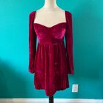 Reformation  Chestnut Velvet Babydoll Dress Womens Size 6 Sweetheart Neck Mini Photo 1