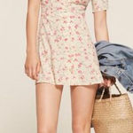 Reformation  Floral Print Button Front Mini Dress Cream Pink Size‎ 4 *Flawed Photo 0