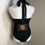 Essue  Black goth One Piece halter Swimsuit with Mesh Details size S NWT Photo 4