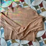 Pink Lily Cozy tan cable knit cropped sweater with a vintage vibe. Brand . Size L Photo 2