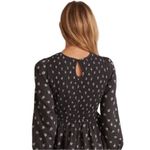 Marine layer  Gabrielle Smock Top in Black Modern Ditsy Bohemian Babydoll L Photo 2