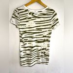 American Eagle  Women's Green White Zebra Stripe Y2K baby Doll Top Tee Medium Photo 3