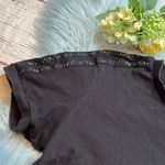 Adidas  Embellished Stripe Sleeve Black Short Sleeve Top sz M Photo 1