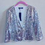 Allegra K *NWT*  XS silver sequin 3/4sleeve blazer Photo 0