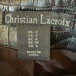 Christian LaCroix | Black Boucle Vegan Croc Leather Button front Mini Skirt Sz 2 Photo 3