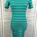 H&M  Dress T-Shirt Bodycon Green Striped-4 Photo 0