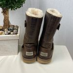 UGG  Brown Leather 5678 Kensington Biker Moto Fleece Lined Calf Height Boots 7 Photo 2