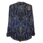 Sami & Jo  Women's Blue Black White‎ Printed Long Sleeve Button Front Size M Photo 1