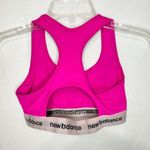 New Balance Women's Logo Racerback Hot Pink Ribbed Knit Sports Bra Size L Photo 2