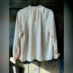 NWT Nanette Lepore Long Sleeve Blouse‎ Office, Going out, High Neck A27 White Size M Photo 3