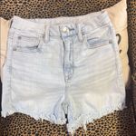 American Eagle Outfitters Blue Jean Shorts High-Waisted Frayed Hem Photo 0