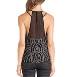 Parker Zane Fully Beaded Black Sequin Silk Halter Tank Top XS Photo 2