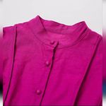 Chicwish NWT CHIC WISH Lantern Sleeve Button Down Linen-Blend Midi Dress in Magenta Sz M Photo 11
