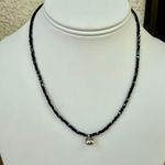 Pumpkin Silver Tone Pendant Black & Charcoal Gray Beaded Necklace Photo 0