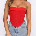 White Fox Boutique Bad At Love Red Bustier Crop Top Small 🍓 Photo 6