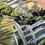 SheIn  size 2XL green Hawaiian print romper faux wrap front adjustable straps EUC Photo 9