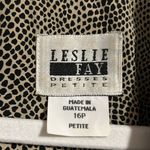 Leslie Fay Vintage  Belted Animal Print Dress Size 16P Button Up Photo 6