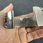 Vintage Silver Plate Black Rhinestone Cuff Bracelet Eternity Weave Rope Twist Photo 3