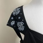 MSK Dress Womens 14 Black Cowl Neck Sheath Draped Waist Beaded Cap Sleeve Knee Photo 5