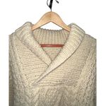 Ecru Vintage Heavy Weight Cable Knit Homemade Cowl Neck Sweater Women’s Large Photo 3