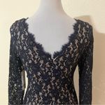Eliza J  navy blue lace nude boat neckline knee length sheath dress NEW 6 Photo 4