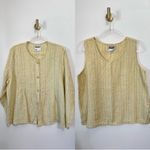 Flax 100% Linen Yellow Pleated Collarless Blazer & Sleeveless Top Set Size M Photo 1