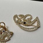 Lot Of 2 Prong Set Rhinestone Christmas Holiday Angels Brooch Pin Gold Tone Photo 5
